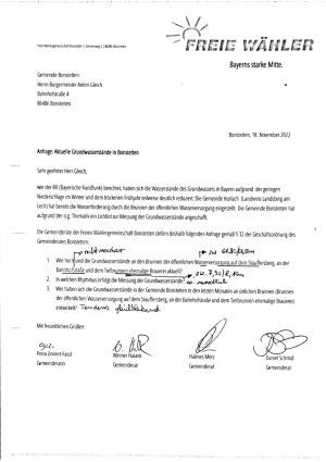 Antwort-Grundwasserstaende